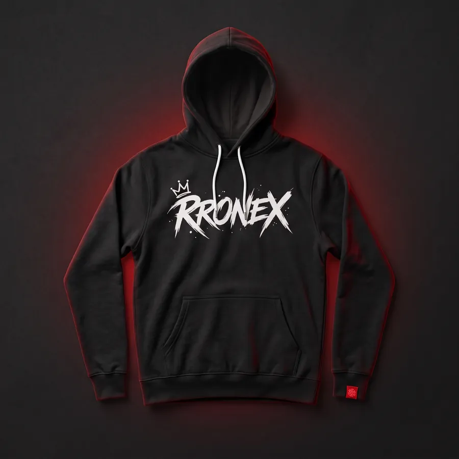 Black RRONEX Classic Hoodie with a white logo