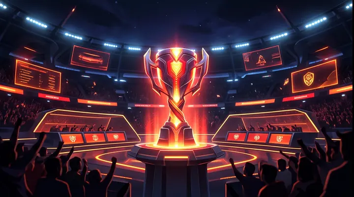A glowing trophy in an esports arena, preview art